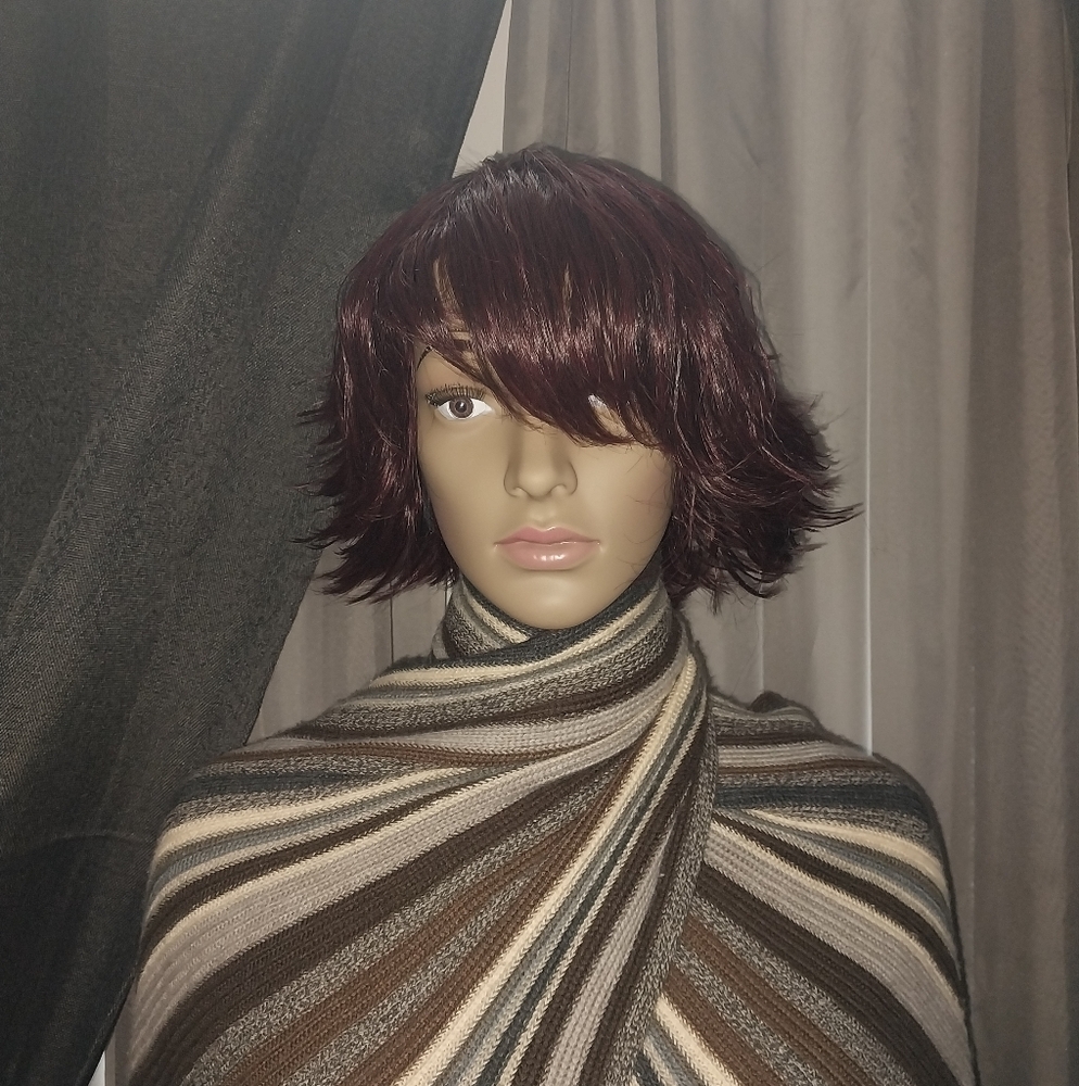 MADAM2K Burgundy Spiky Pixie Style Wig